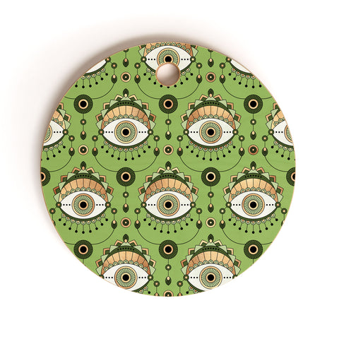 Elisabeth Fredriksson Eye Pattern Green Cutting Board Round