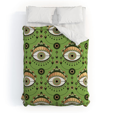 Elisabeth Fredriksson Eye Pattern Green Duvet Cover