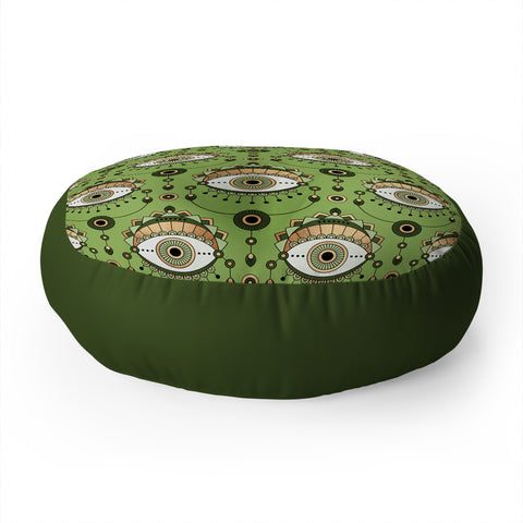 Elisabeth Fredriksson Eye Pattern Green Floor Pillow Round