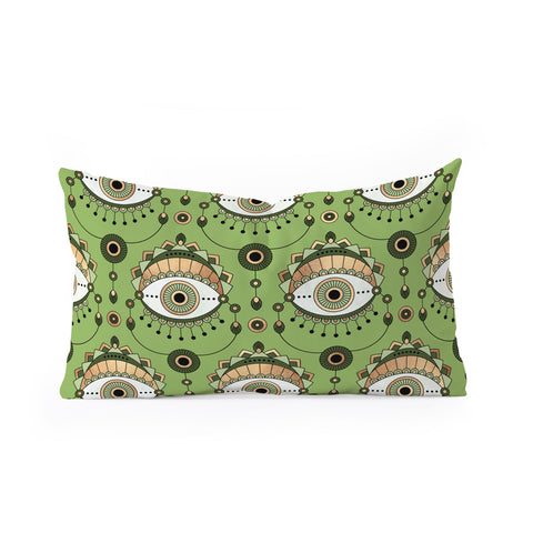 Elisabeth Fredriksson Eye Pattern Green Oblong Throw Pillow
