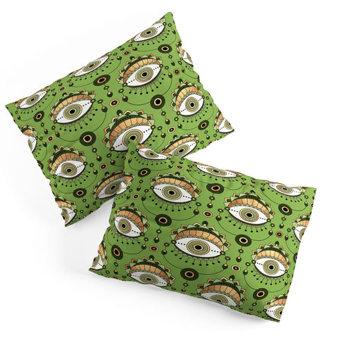 Elisabeth Fredriksson Eye Pattern Green Pillow Shams