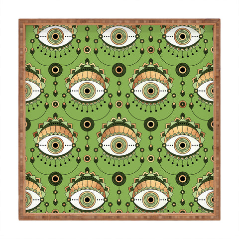 Elisabeth Fredriksson Eye Pattern Green Square Tray