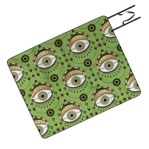 Elisabeth Fredriksson Eye Pattern Green Picnic Blanket