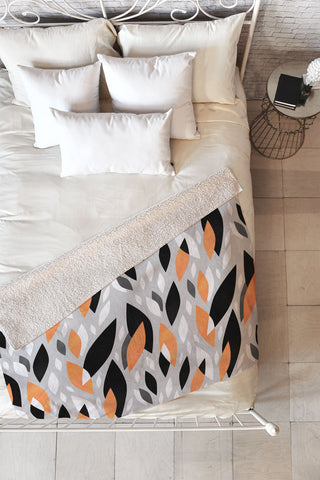 Elisabeth Fredriksson Falling Orange Leaves Fleece Throw Blanket