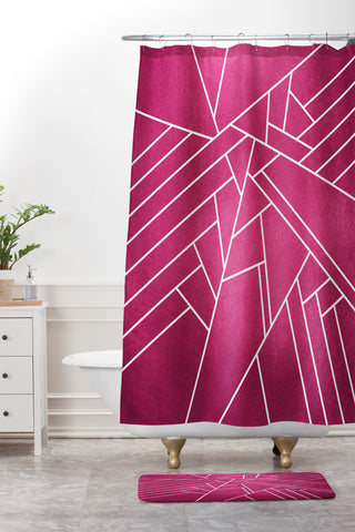 Elisabeth Fredriksson Geometric Pink Shower Curtain And Mat