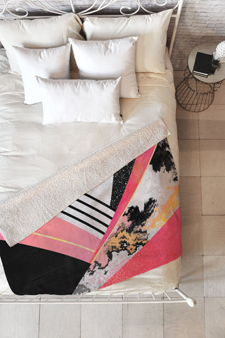 Elisabeth Fredriksson Geometric Summer Pink Fleece Throw Blanket