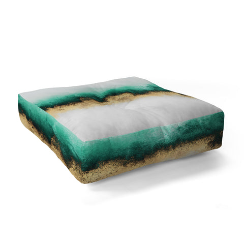 Elisabeth Fredriksson Green And Gold Sky Floor Pillow Square