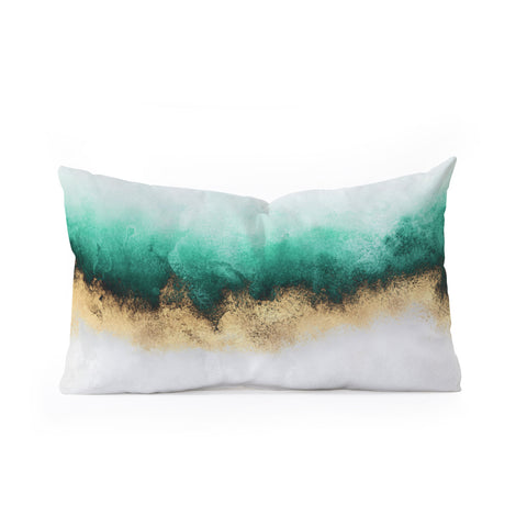 Elisabeth Fredriksson Green And Gold Sky Oblong Throw Pillow