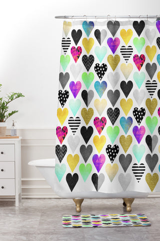 Elisabeth Fredriksson Happy Hearts Shower Curtain And Mat