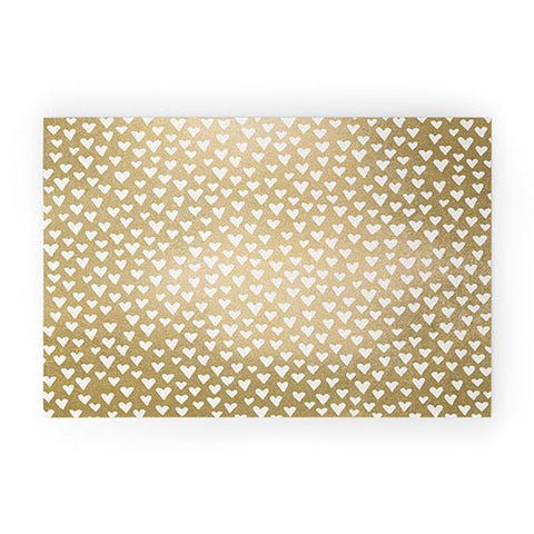 Elisabeth Fredriksson Little Hearts On Gold Welcome Mat