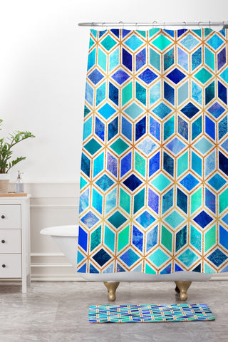 Elisabeth Fredriksson Magic Blue Shower Curtain And Mat