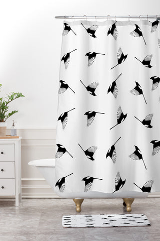 Elisabeth Fredriksson Magpies Shower Curtain And Mat