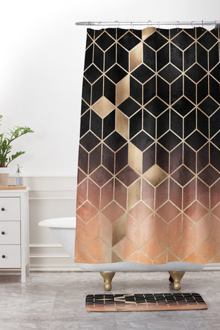 Elisabeth Fredriksson Ombre Cubes Shower Curtain And Mat