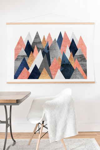 Elisabeth Fredriksson Pink And Navy Peaks Art Print And Hanger