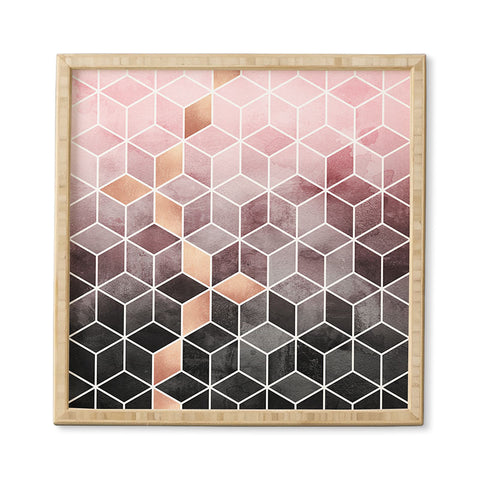 Elisabeth Fredriksson Pink Grey Gradient Cubes Framed Wall Art