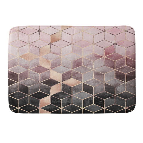 Elisabeth Fredriksson Pink Grey Gradient Cubes 2 Memory Foam Bath Mat