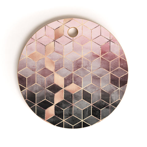 Elisabeth Fredriksson Pink Grey Gradient Cubes 2 Cutting Board Round