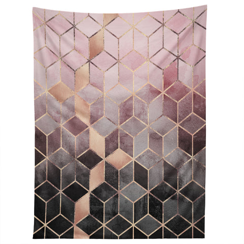 Elisabeth Fredriksson Pink Grey Gradient Cubes 2 Tapestry