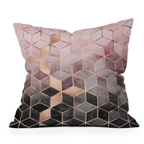 Elisabeth Fredriksson Pink Grey Gradient Cubes 2 Throw Pillow