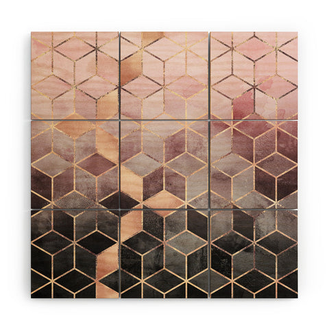 Elisabeth Fredriksson Pink Grey Gradient Cubes 2 Wood Wall Mural