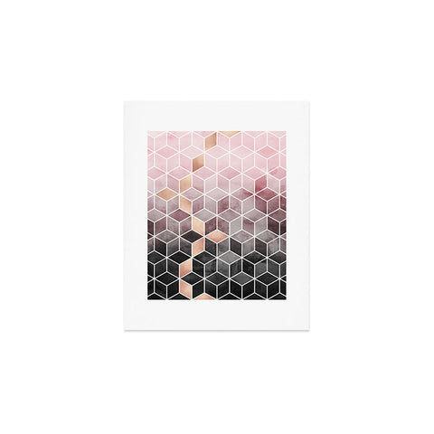 Elisabeth Fredriksson Pink Grey Gradient Cubes Art Print