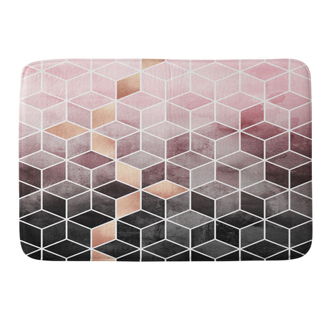 Elisabeth Fredriksson Pink Grey Gradient Cubes Memory Foam Bath Mat
