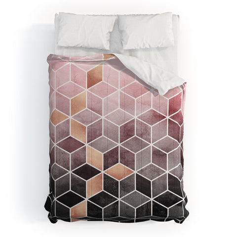 Elisabeth Fredriksson Pink Grey Gradient Cubes Comforter