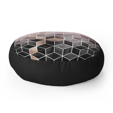 Elisabeth Fredriksson Pink Grey Gradient Cubes Floor Pillow Round