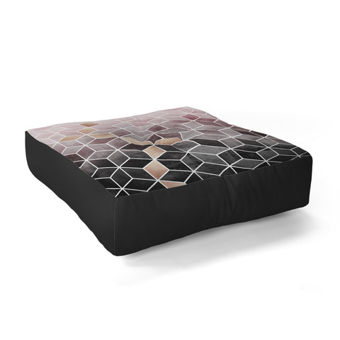 Elisabeth Fredriksson Pink Grey Gradient Cubes Floor Pillow Square