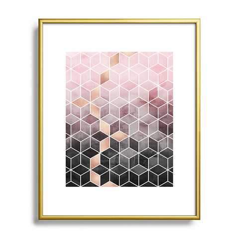 Elisabeth Fredriksson Pink Grey Gradient Cubes Metal Framed Art Print