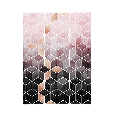 Elisabeth Fredriksson Pink Grey Gradient Cubes Poster