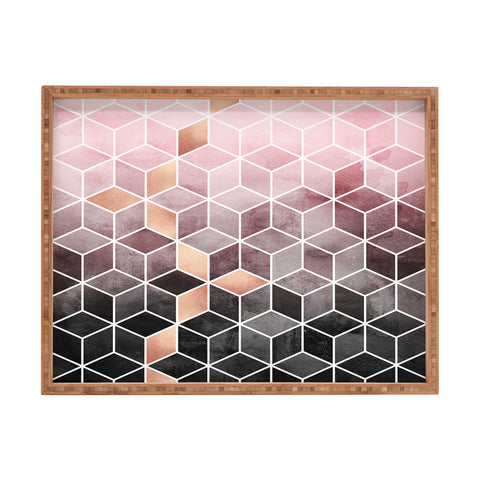 Elisabeth Fredriksson Pink Grey Gradient Cubes Rectangular Tray