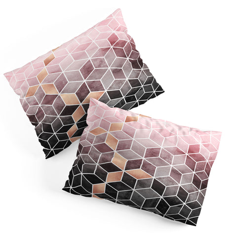 Elisabeth Fredriksson Pink Grey Gradient Cubes Pillow Shams