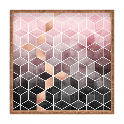 Elisabeth Fredriksson Pink Grey Gradient Cubes Square Tray