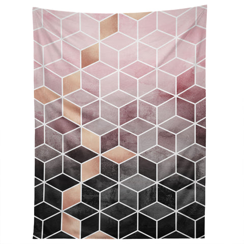 Elisabeth Fredriksson Pink Grey Gradient Cubes Tapestry
