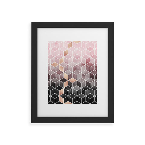 Elisabeth Fredriksson Pink Grey Gradient Cubes Framed Art Print