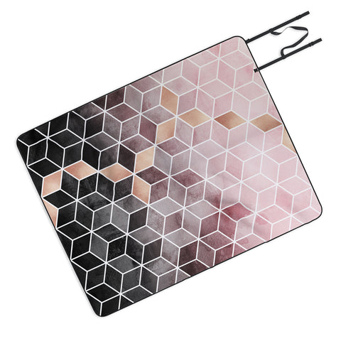 Elisabeth Fredriksson Pink Grey Gradient Cubes Picnic Blanket