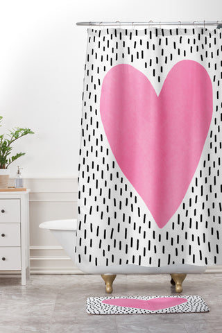 Elisabeth Fredriksson Pink Heart Shower Curtain And Mat