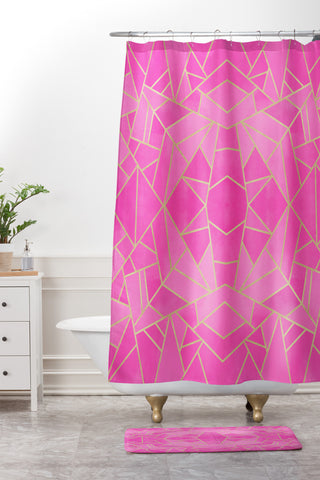 Elisabeth Fredriksson Pink Mosaic Sun Shower Curtain And Mat