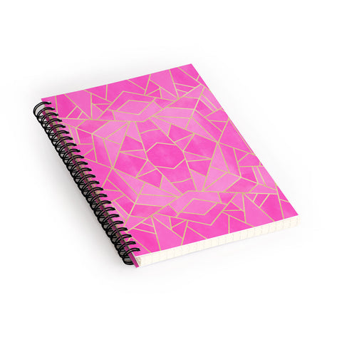 Elisabeth Fredriksson Pink Mosaic Sun Spiral Notebook