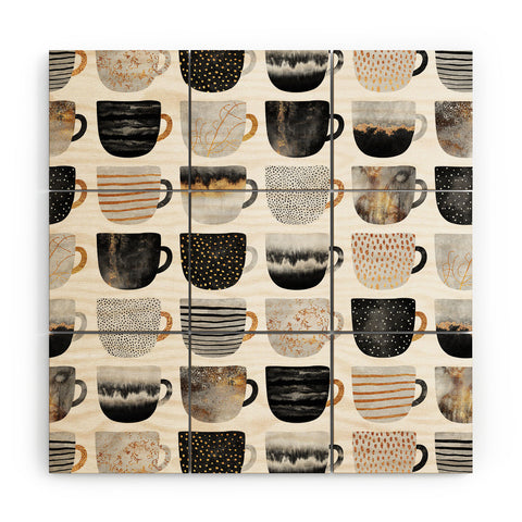 Elisabeth Fredriksson Pretty Coffee Cups 3 Wood Wall Mural
