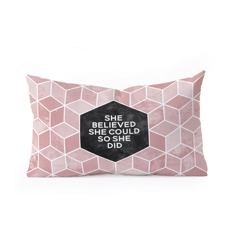 Elisabeth Fredriksson She Believed She Could Pink Oblong Throw Pillow