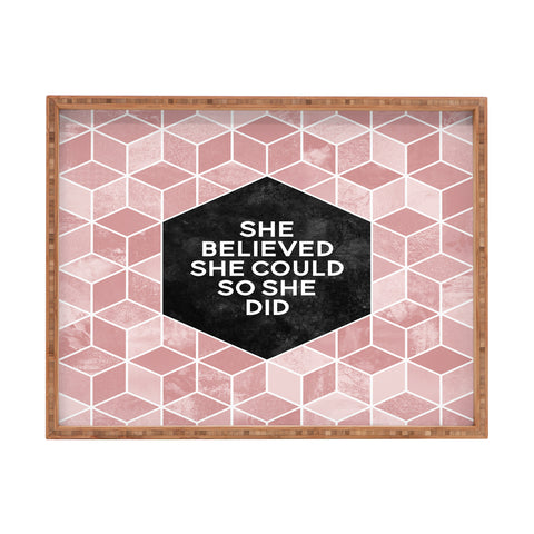 Elisabeth Fredriksson She Believed She Could Pink Rectangular Tray