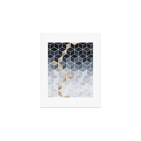 Elisabeth Fredriksson Soft Blue Gradient Cubes Art Print