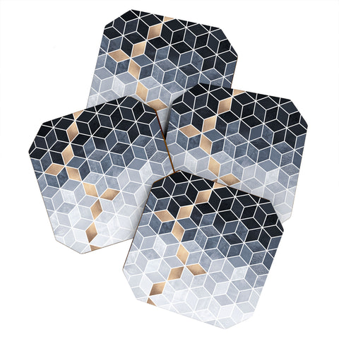 Elisabeth Fredriksson Soft Blue Gradient Cubes Coaster Set