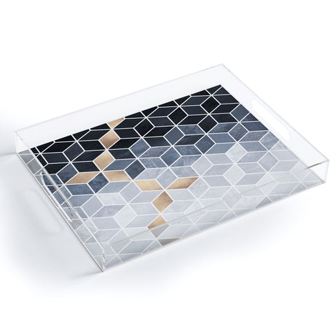 Elisabeth Fredriksson Soft Blue Gradient Cubes Acrylic Tray