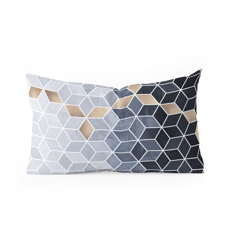 Elisabeth Fredriksson Soft Blue Gradient Cubes Oblong Throw Pillow