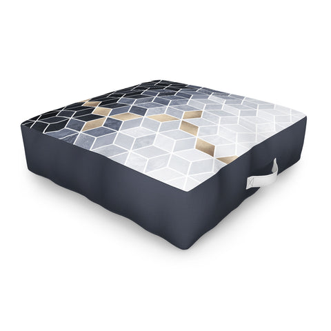 Elisabeth Fredriksson Soft Blue Gradient Cubes Outdoor Floor Cushion
