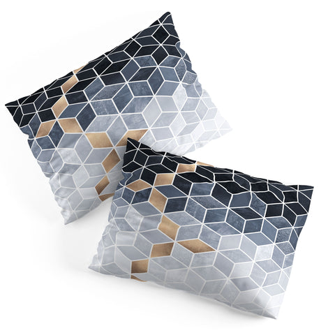 Elisabeth Fredriksson Soft Blue Gradient Cubes Pillow Shams