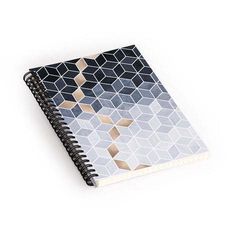 Elisabeth Fredriksson Soft Blue Gradient Cubes Spiral Notebook